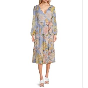 Baby Blue Floral Wrap Dress